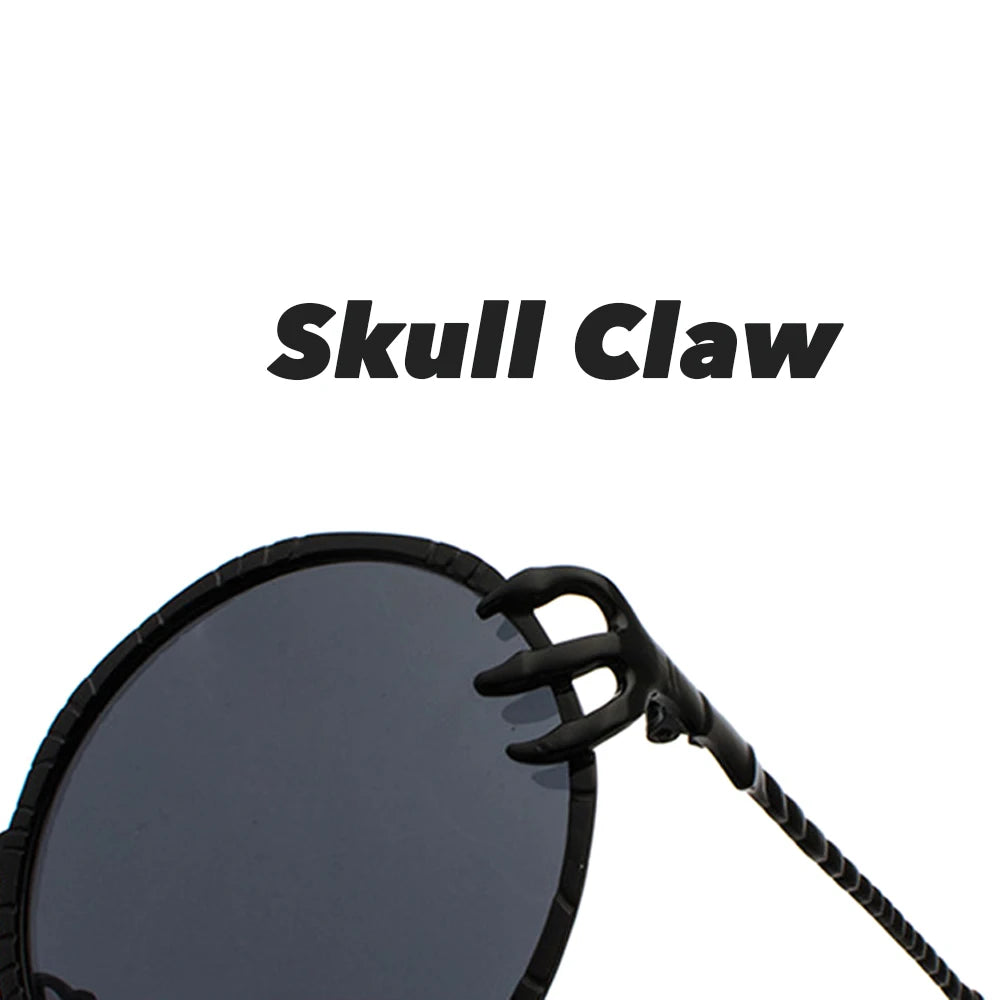 VIVIBEE Retro Skull Claw Round Sunglasses for Women Fishion 2024 Trending Product Gothic Sun Glasses Gold Metal Frame Shades