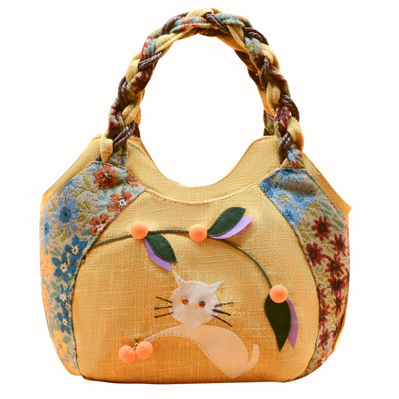 Cartoon Creative Handbag Artistic Women&#039;s Bag Vintage Handbag Casual Hand Bag For Women